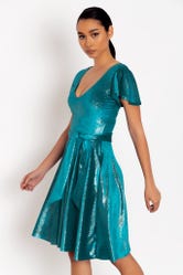 Glitterbomb Teal Longline Dress