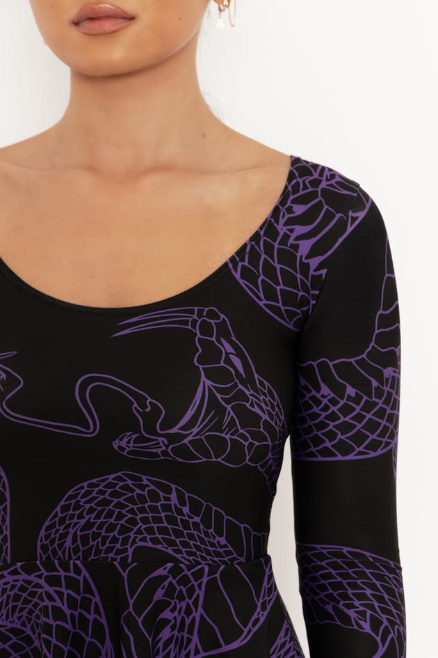 Venomous Purple Toastie Long Sleeve Skater Dress