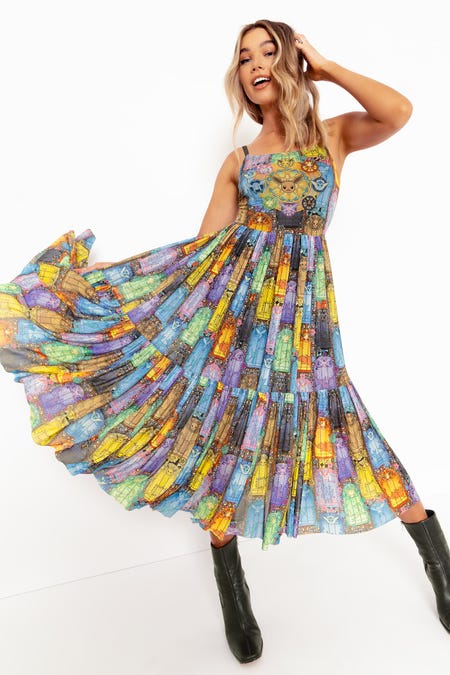 Stained Glass Eevee Scoop Sheer Midaxi Dress