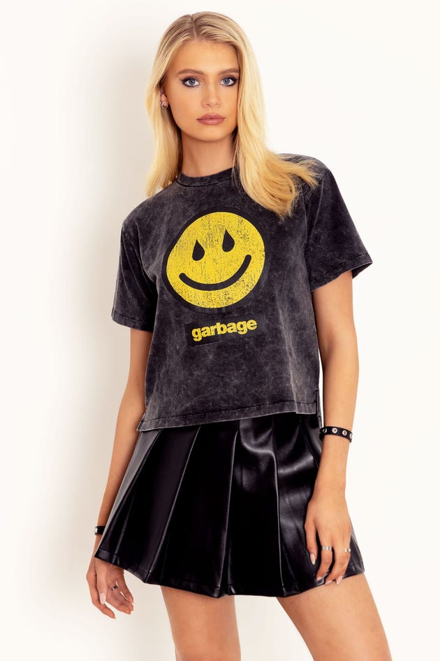 Garbage Only Happy Cropped Acid Tee
