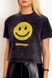 Garbage Only Happy Cropped Acid Tee