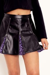 Black Vs City Kitty Purple Mini Zip Skirt