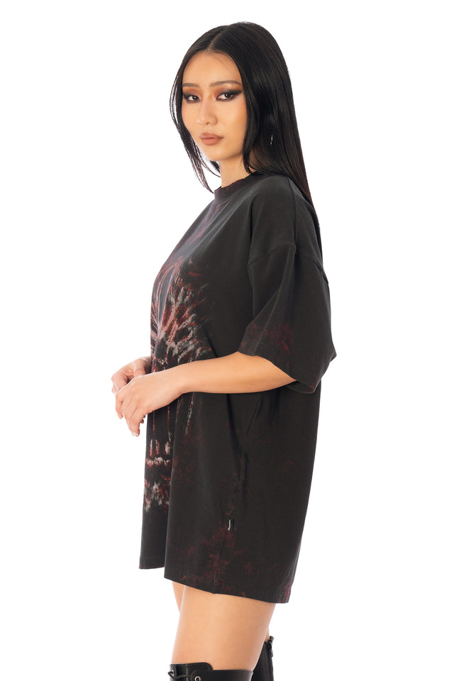 BlackMilk Bite Me Big Tee in black – oversized unisex Halloween monster mouth graphic print tee, part of the BlackMilk Clothing Halloween collection