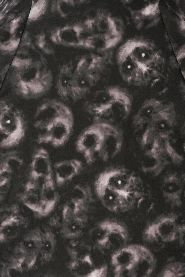 BlackMilk Horror Bound Evil Tee Dress – grey trapped-souls skull print mini Halloween tee dress, part of the BlackMilk Clothing Halloween collection