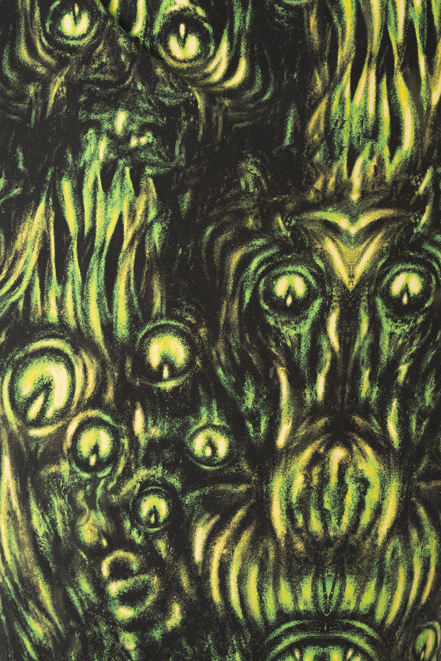 BlackMilk Mesmereyes Cotton Giant Tee – green hypnotic eyeball print oversized unisex cotton Halloween tee, part of the BlackMilk Clothing Halloween collection