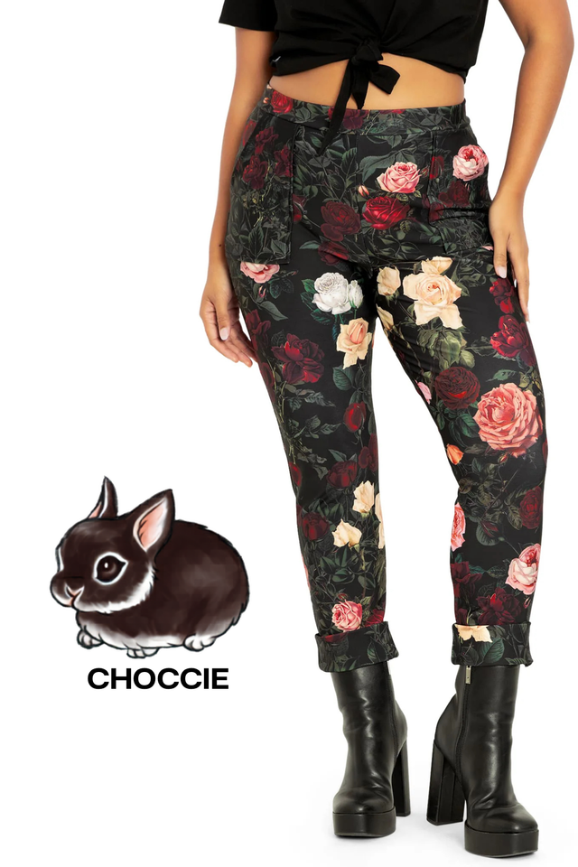 Dark Roses Cuffed Pants