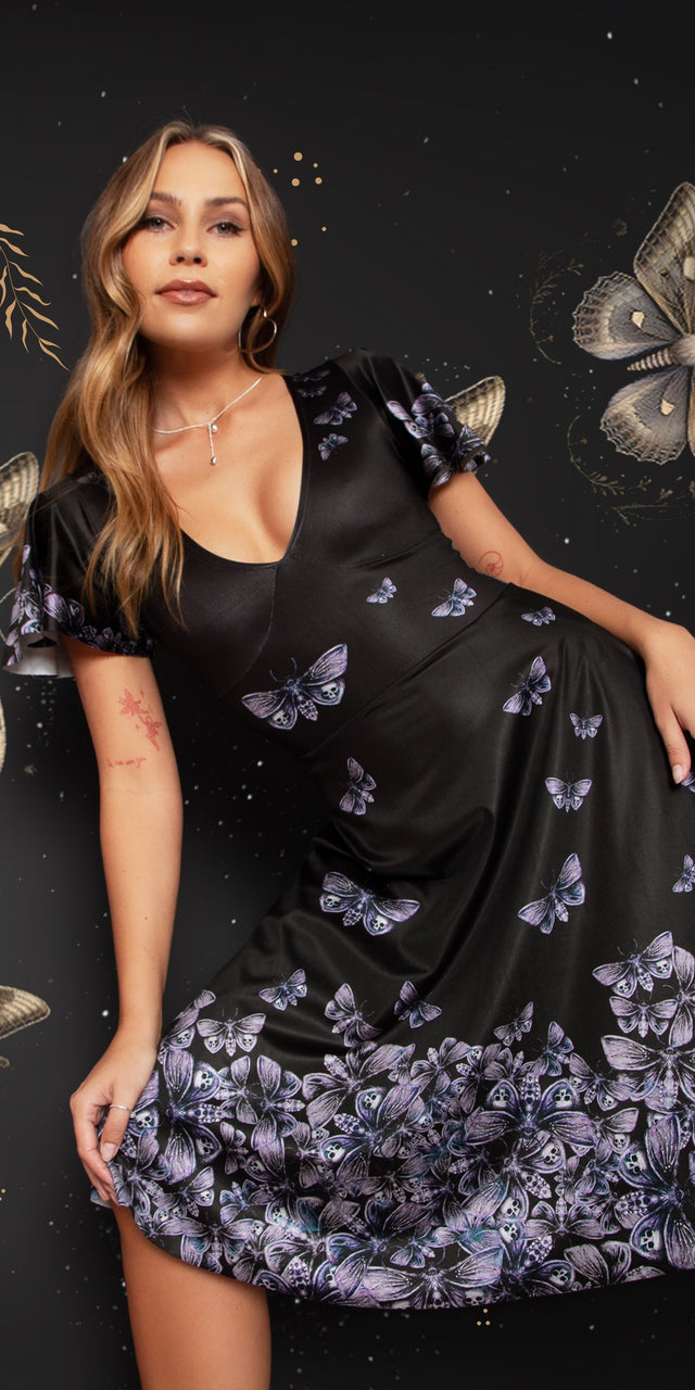 BlackMilk Clothings new mini drop, 'A deathly Drop' features three brand-new printed pieces and restocked faves! 
Mood: twilight creatures and dark omens. 