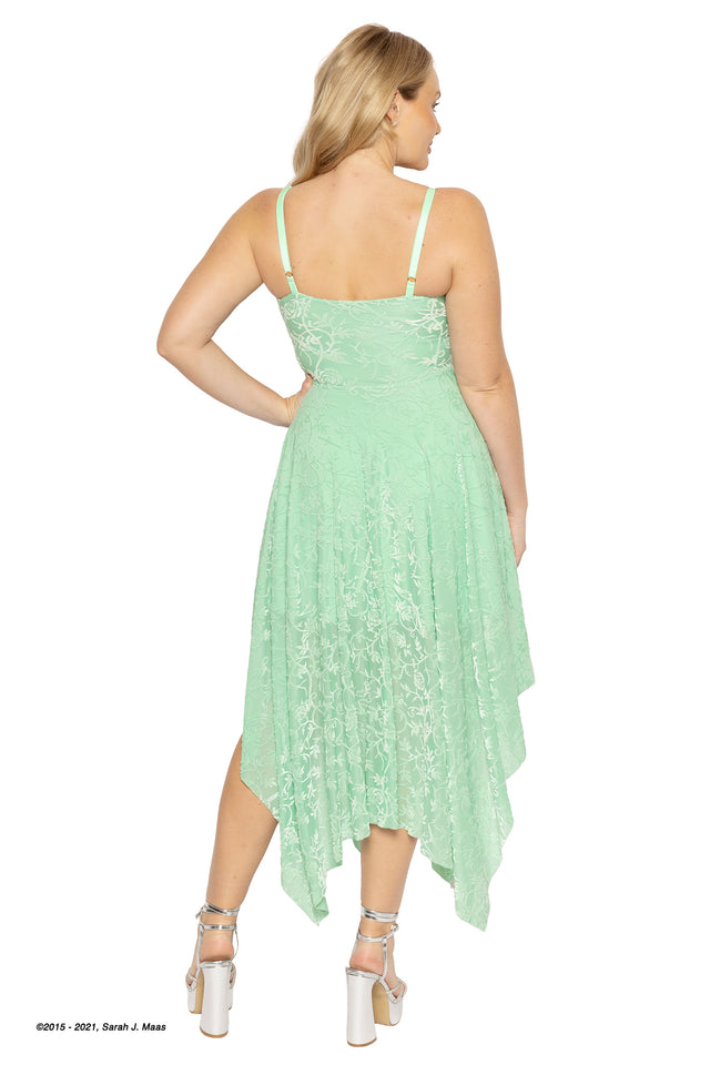 Spring Court Sage Burned Velvet Handkerchief Dress - Limited BlackMilk Clothing Spring Court Sage Burned Velvet Handkerchief Dress - Limited BlackMilk Clothing