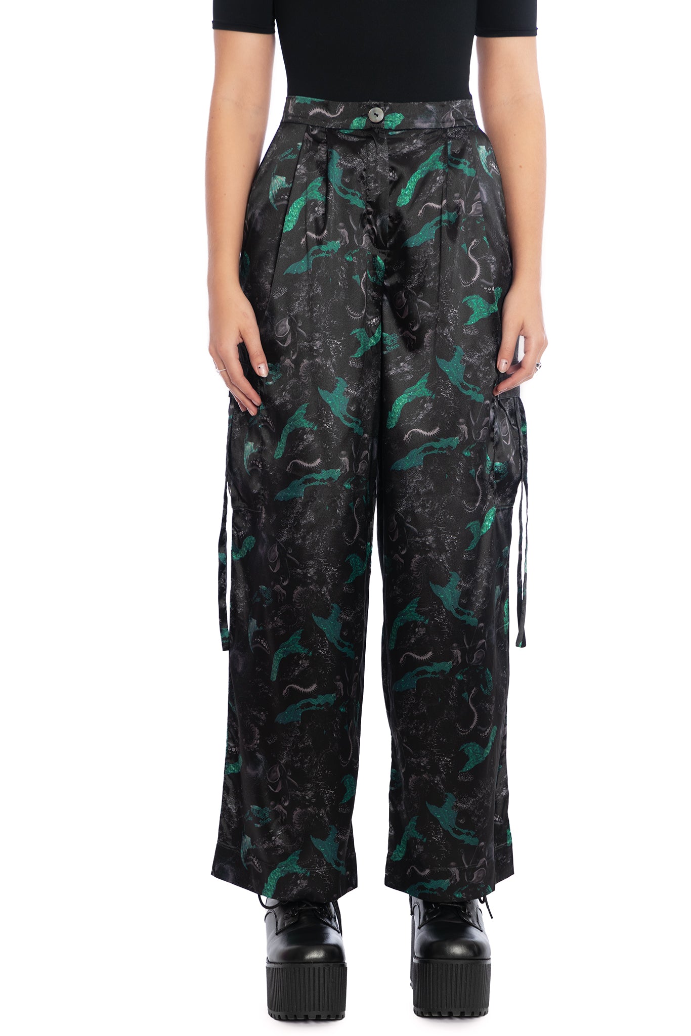 Abyss Wide Leg Satin Cargo Pants - Limited – BlackMilk Clothing
