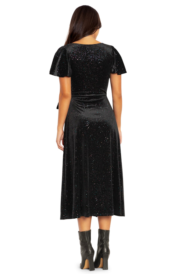 All That Glitters Velvet Wrap Midaxi Dress Back