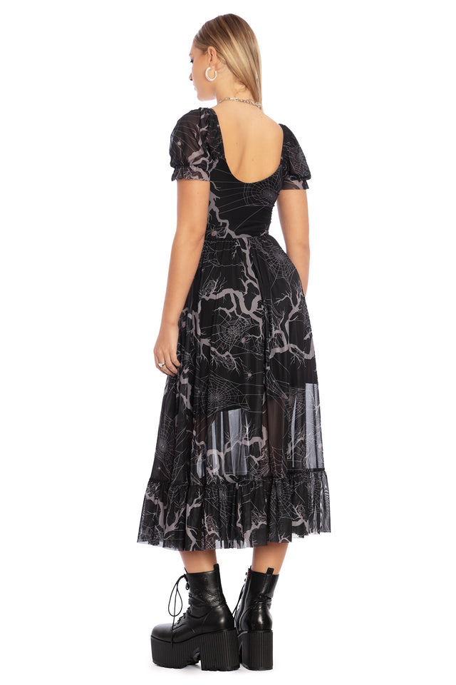 Arachnid Sheer Corseted Midaxi Dress