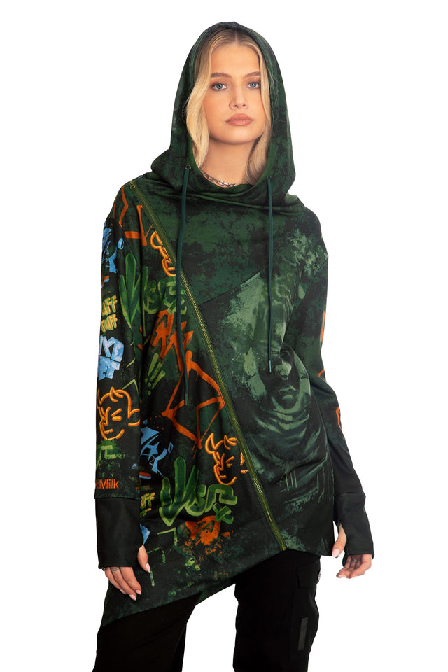 BlackMilk x League of Legends Arcane Ekko Asymmetric Hoodie - Arcane Merchandise - Collaboration apparel - Licenced.