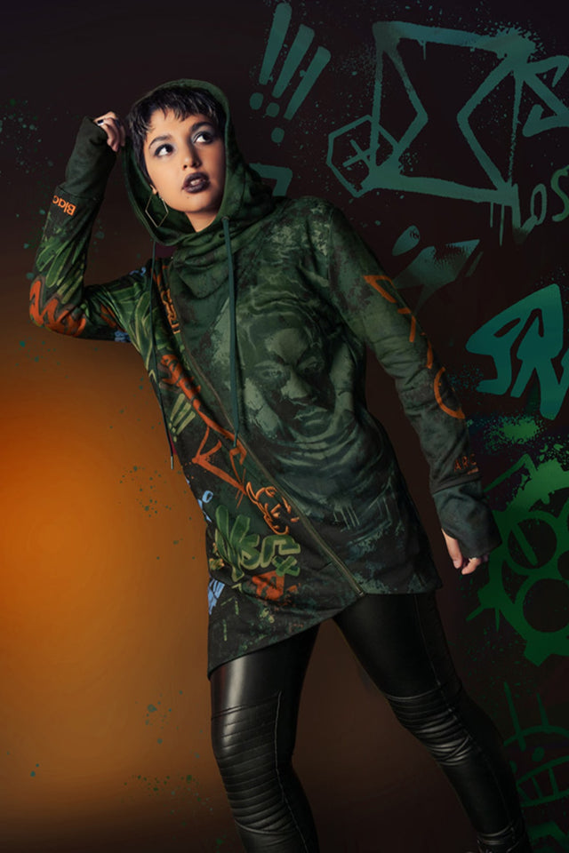 BlackMilk x League of Legends Arcane Ekko Asymmetric Hoodie - Arcane Merchandise - Collaboration apparel - Licenced.