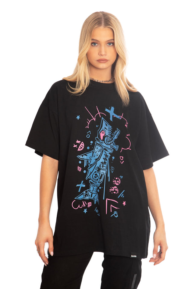 BlackMilk x League of Legends Arcane Fishbones Oversized Tee - Arcane Merchandise - Collaboration apparel - Licenced.