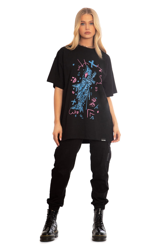 BlackMilk x League of Legends Arcane Fishbones Oversized Tee - Arcane Merchandise - Collaboration apparel - Licenced.