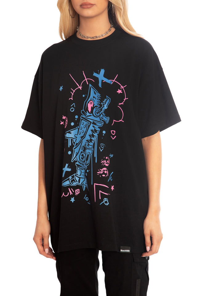 BlackMilk x League of Legends Arcane Fishbones Oversized Tee - Arcane Merchandise - Collaboration apparel - Licenced.