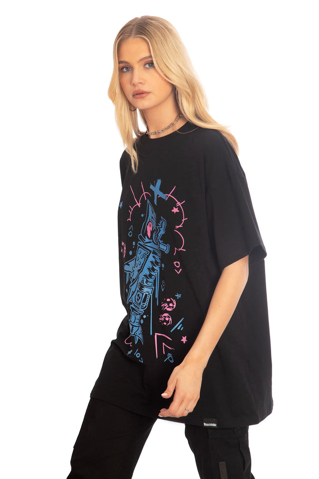 BlackMilk x League of Legends Arcane Fishbones Oversized Tee - Arcane Merchandise - Collaboration apparel - Licenced.