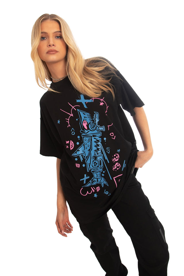 BlackMilk x League of Legends Arcane Fishbones Oversized Tee - Arcane Merchandise - Collaboration apparel - Licenced.