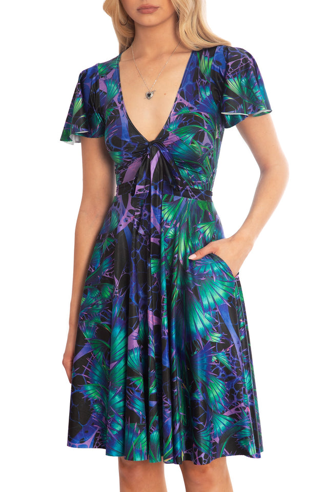 BlackMilk x League of Legends Arcane Hexcore Plant Rio Midi Dress - Arcane Merchandise - Collaboration apparel - Licenced.