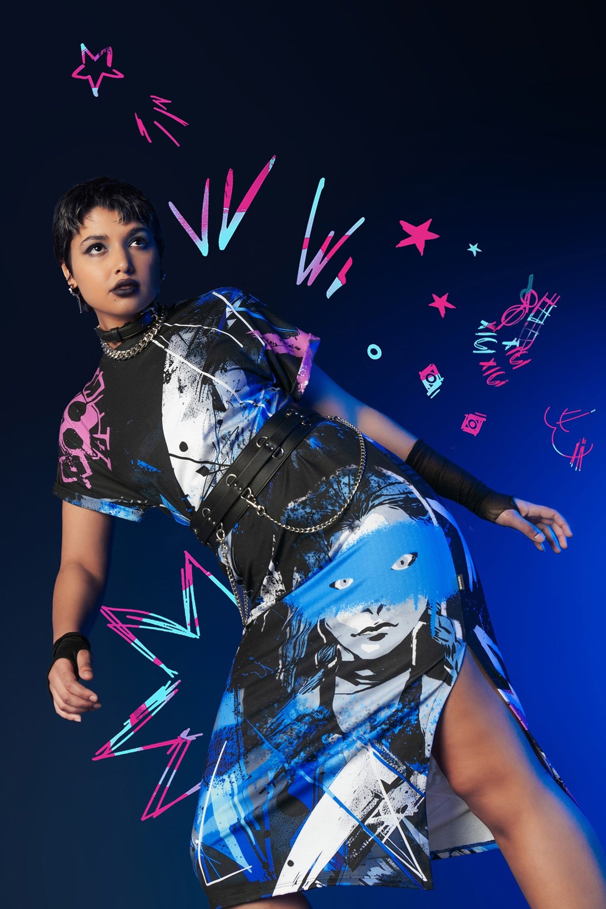 Blue Hair Riot Midi Tee Dress - Limited – BlackMilk Clothing
