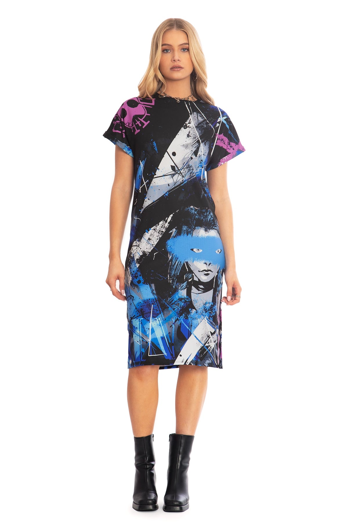 Blue Hair Riot Midi Tee Dress - Limited – BlackMilk Clothing