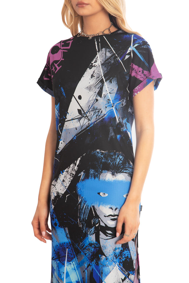 BlackMilk x League of Legends Arcane - Jinx Midi Tee Dress - Arcane Merchandise - Collaboration apparel - Licenced.