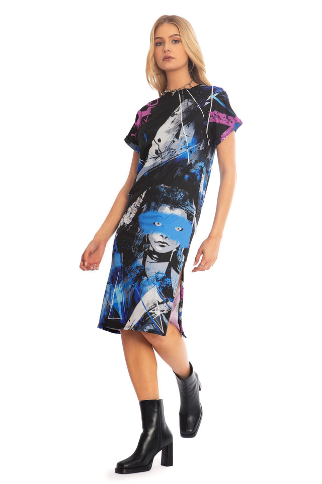 BlackMilk x League of Legends Arcane - Jinx Midi Tee Dress - Arcane Merchandise - Collaboration apparel - Licenced.