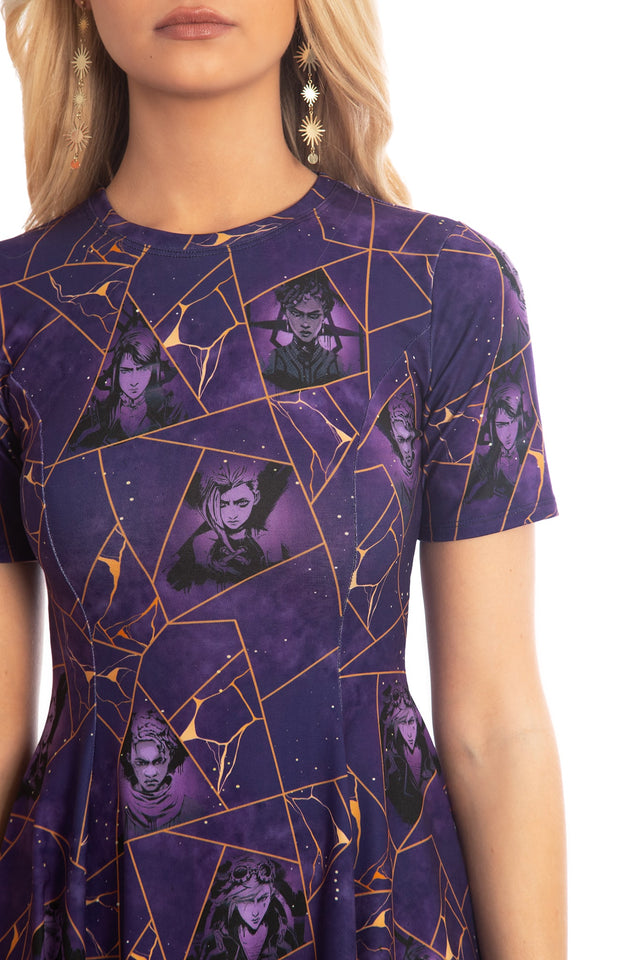 BlackMilk x League of Legends Arcane Kintsugi Longline Tee Dress - Arcane Merchandise - Collaboration apparel - Licenced.