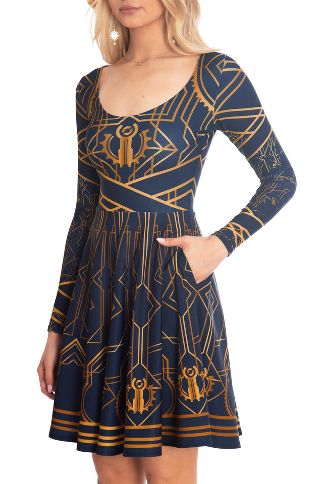 BlackMilk x League of Legends Arcane Piltover Toastie Long Sleeve Longline Dress - Arcane Merchandise - Collaboration apparel - Licenced.