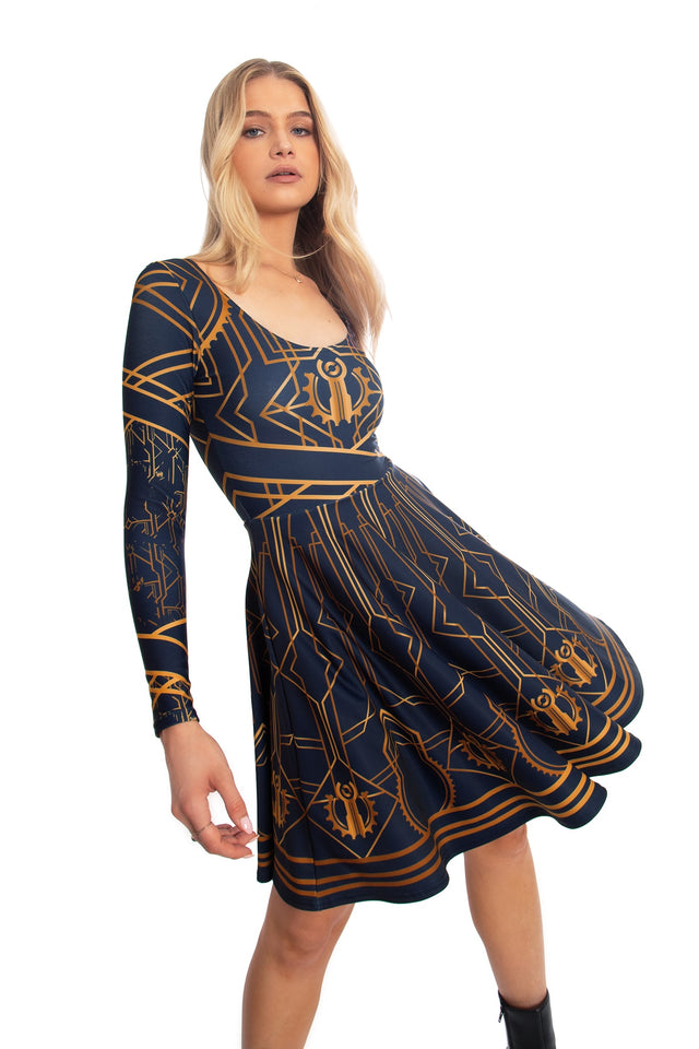 BlackMilk x League of Legends Arcane Piltover Toastie Long Sleeve Longline Dress - Arcane Merchandise - Collaboration apparel - Licenced.