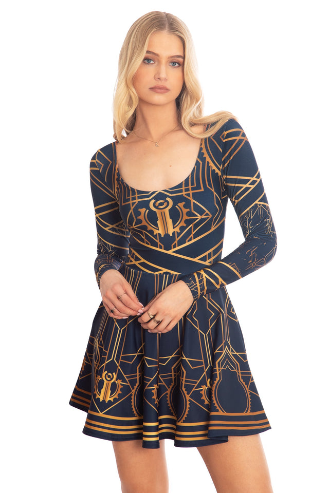 BlackMilk x League of Legends Arcane Piltover Toastie Long Sleeve Skater Dress  - Arcane Merchandise - Collaboration apparel - Licenced.