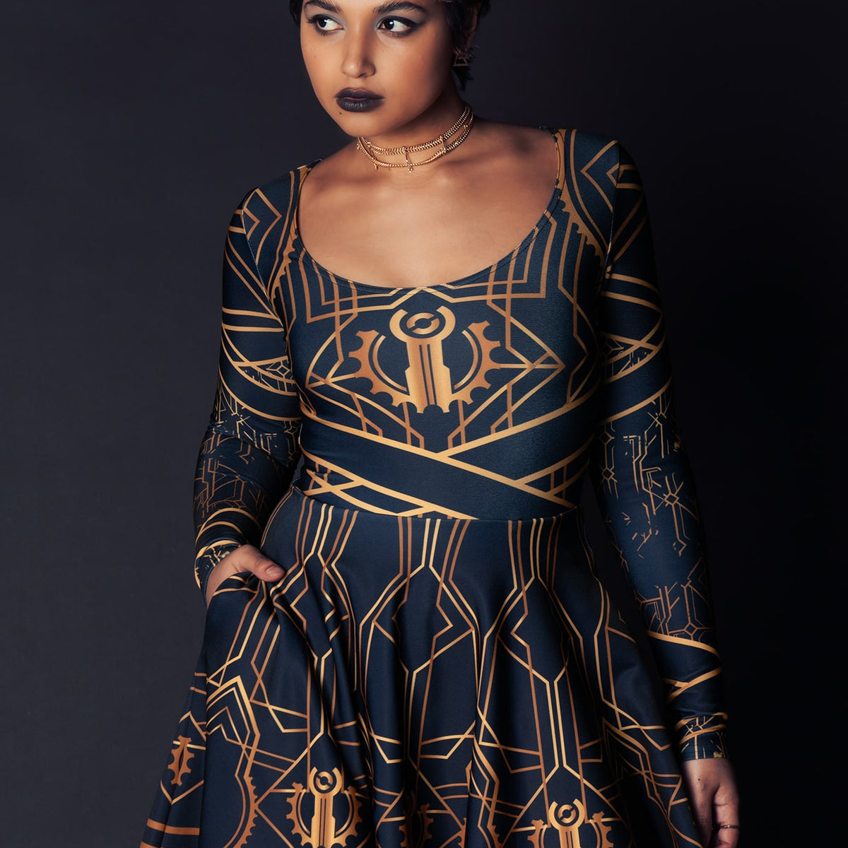 Piltover Toastie Long Sleeve Skater Dress