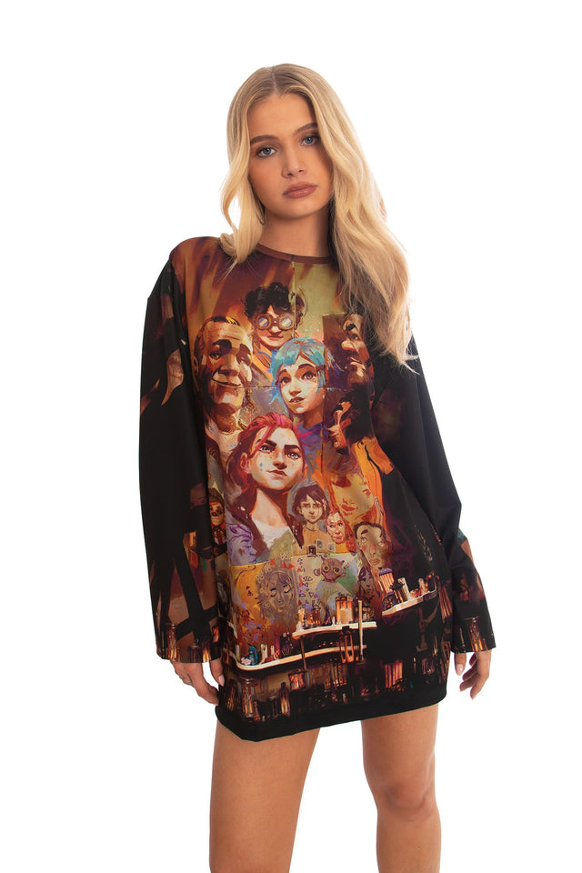 BlackMilk x League of Legends Arcane Tree Of Life Long Sleeve Oversized Tee - Arcane Merchandise - Collaboration apparel - Licenced.