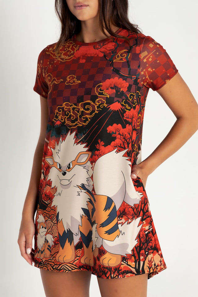 Arcanine And Growlithe Swing Tee Dress