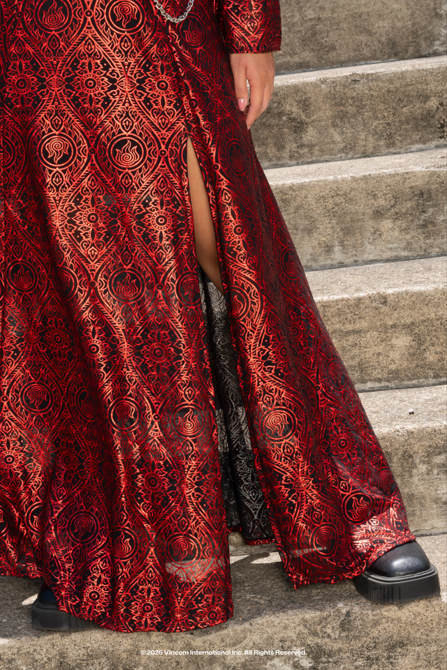 Avatar: The Last Airbender x BlackMilk Fire Nation inspired Avatar maxi dress with all over print and bolero detail, licensed Avatar fashion clothing