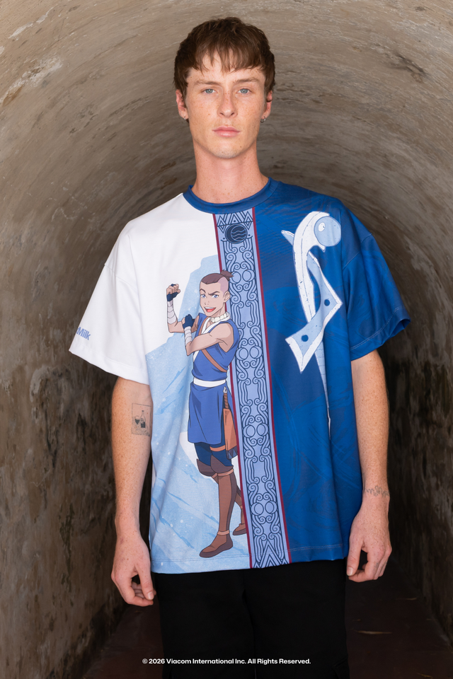 Avatar: The Last Airbender x BlackMilk Sokka inspired Big Tee with bold Water Tribe design, licensed Avatar The Last Airbender apparel