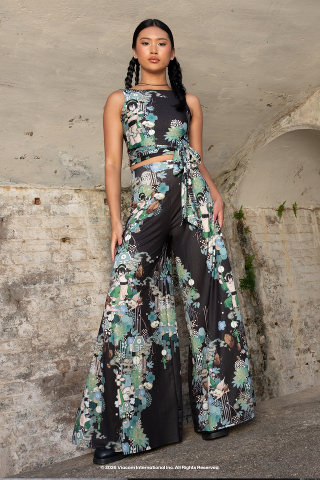 Avatar: The Last Airbender x BlackMilk The Blind Bandit Palazzo Pants, Earth Kingdom inspired Avatar fashion with all over illustrated print, official licensed clothing