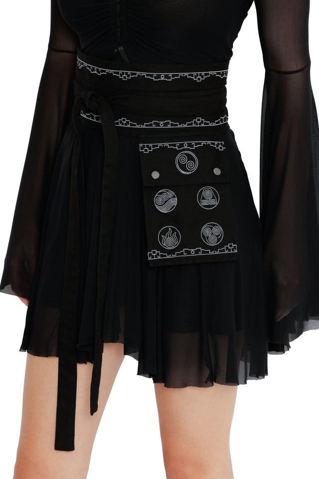 Avatar: The Last Airbender x BlackMilk Avatar clothing belt accessory, Bending Harmony Obi Belt with Pouch from the licensed Avatar fashion range