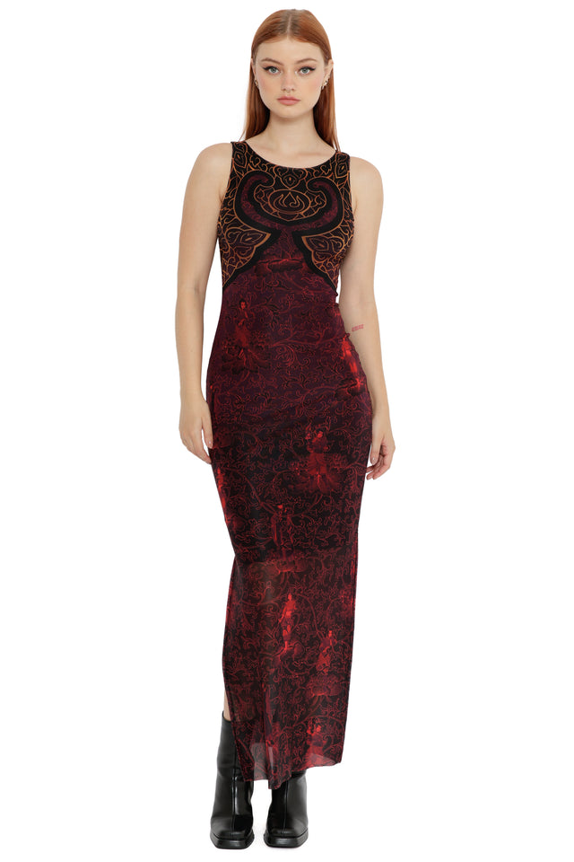 Avatar: The Last Airbender x BlackMilk Fire Nation Trio Tank Column Maxi Dress, bold Fire Nation Avatar fashion and official licensed Avatar apparel