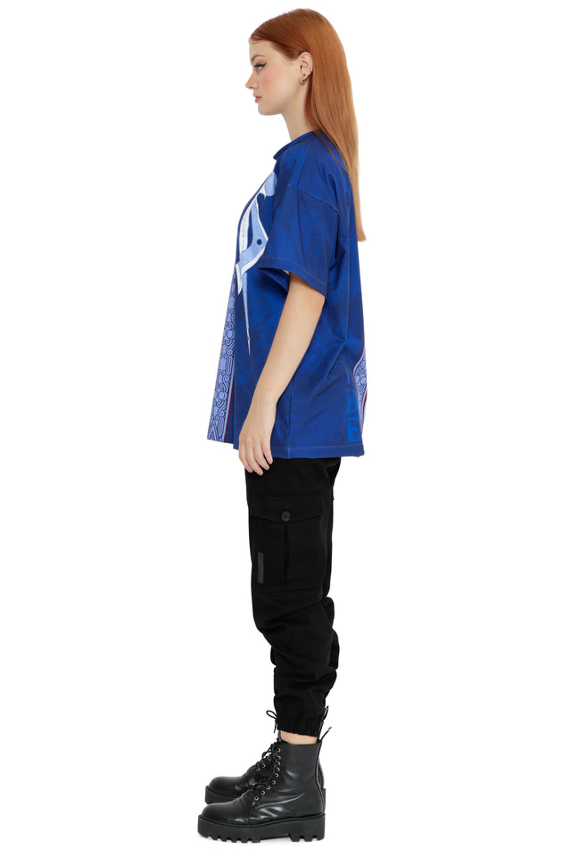 Avatar: The Last Airbender x BlackMilk Sokka themed Big Tee featuring Water Tribe symbols and Avatar inspired artwork