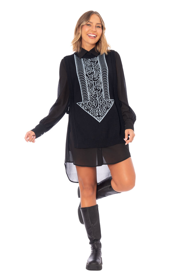 Avatar State Tie Side Oversized Knit Vest