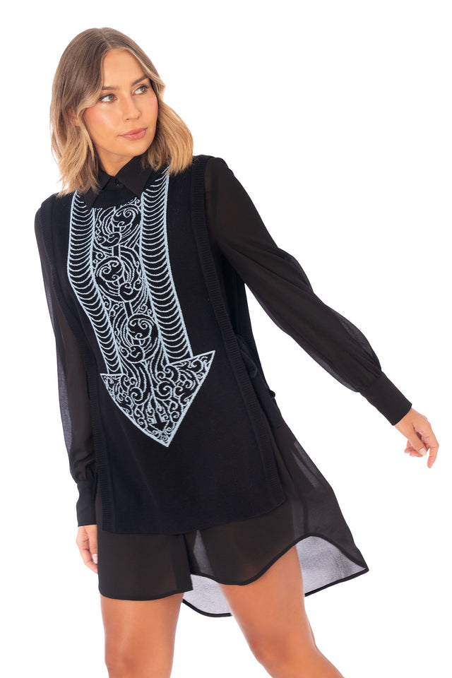 Avatar State Tie Side Oversized Knit Vest