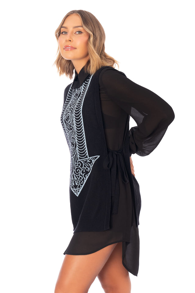 Avatar State Tie Side Oversized Knit Vest
