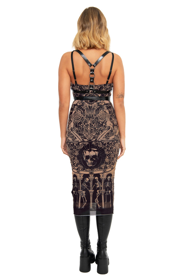 Blood Sacrifice Beige Sheer Bodycon Slip Dress