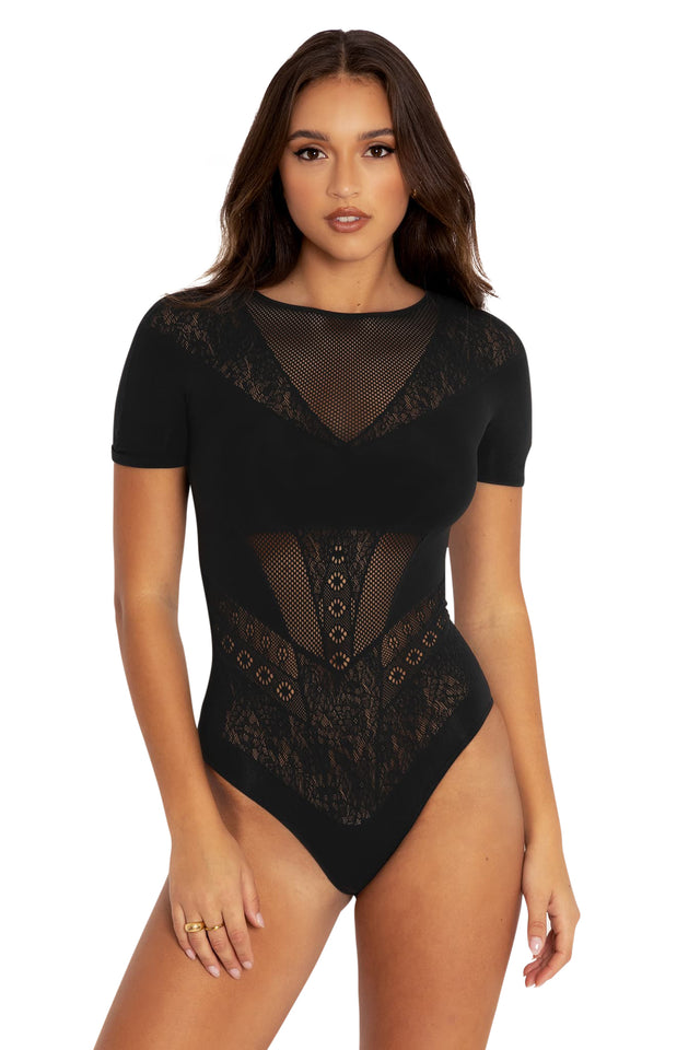 lacy daisy short sleeve bodysuit