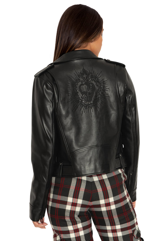 sacred heart moto jacket