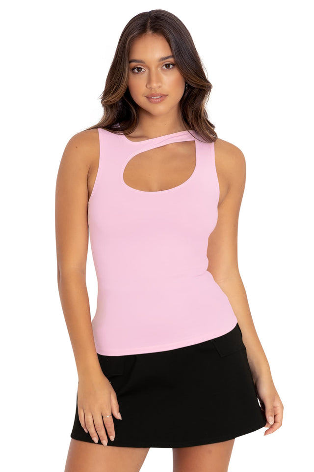 matte baby pink cut out tank top