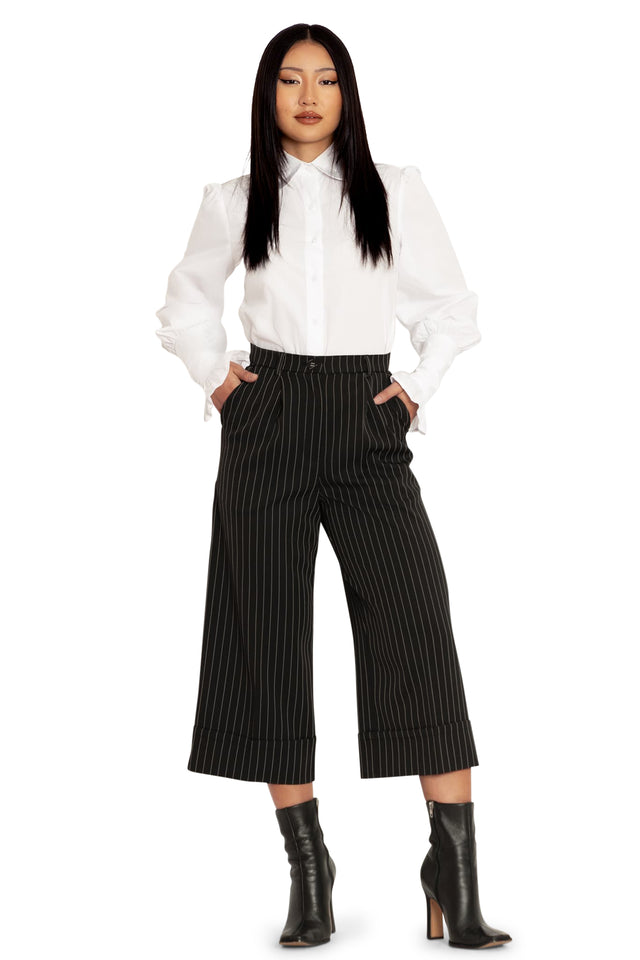 pinstripe wide leg culotte