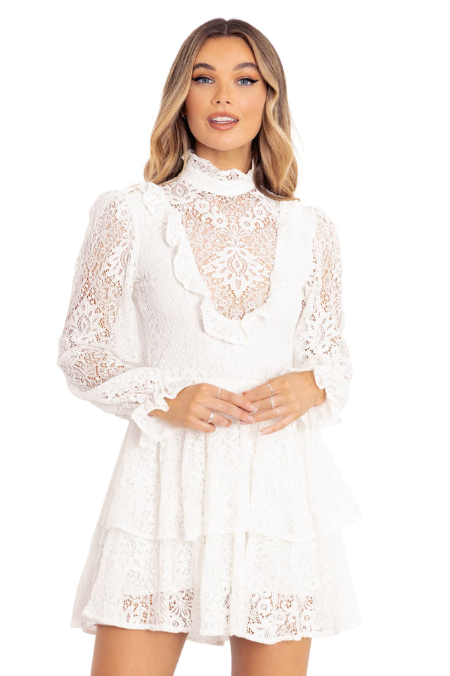 immortal lace white tier dress