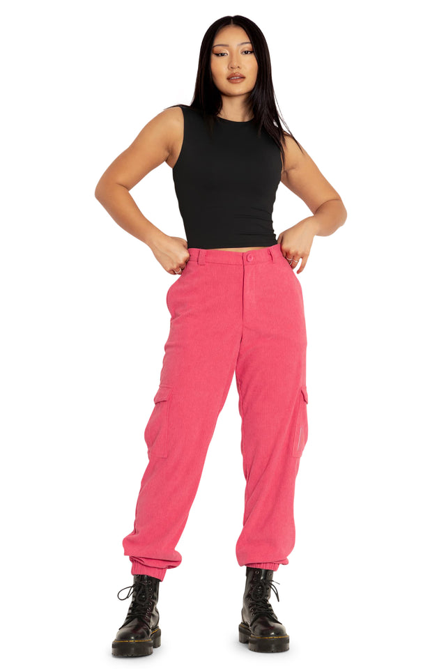 watermelon cord cargo pants